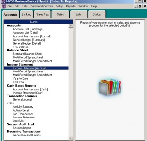 MYOB Accounts Reports