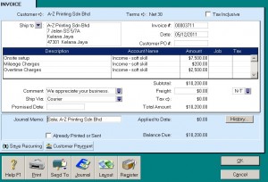 MYOB Sales Invoice