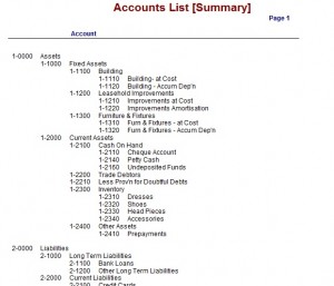 Chart Of Accounts