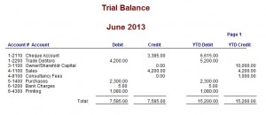 MYOB Trial Balance
